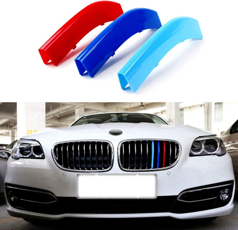 Goodream Tricolored Grille Insert Trims Compatible With BMW 2010-2016 F10 F11 5 Series 528i 535i 550i with Standard Center Chrome Kidney Grill (10 Beams), NOT 12-Beam Black Grille - Image 1